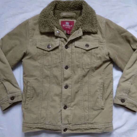 Faded Glory Brown Corduroy Fleece Lined Chore Barn Coat Jacket Boys Size M 8-10 - Picture 2 of 13